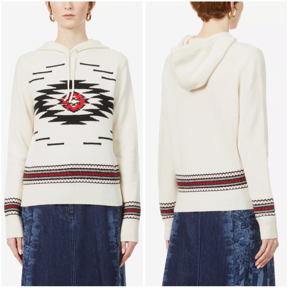 POLO RALPH LAUREN Graphic-intarsia wool-cashmere blend hoody size Small